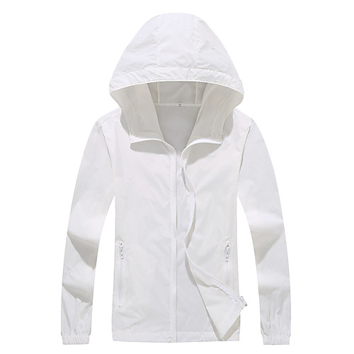 

Women's Men's Hiking Skin Jacket Hiking Windbreaker Outdoor Solid Color Packable Lightweight UV Sun Protection Windproof Outerwear Jacket Top Full Length Visible Zipper Fishing Climbing Running White