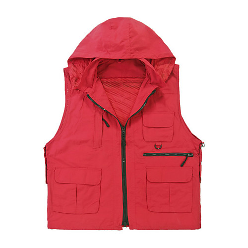 

Men's Hiking Vest / Gilet Fishing Vest Sleeveless Vest / Gilet Top Outdoor Lightweight Breathable Quick Dry Sweat wicking Summer Nylon Solid Color Black Red Grey Fishing Climbing Running