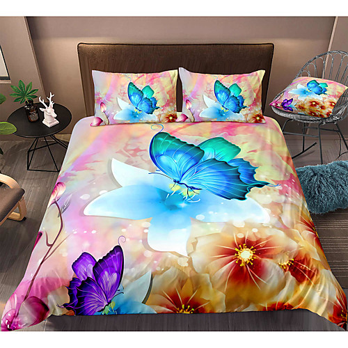 

Butterfly Print 3-Piece Duvet Cover Set Hotel Bedding Sets Comforter Cover with Soft Lightweight Microfiber, Include 1 Duvet Cover, 2 Pillowcases for Double/Queen/King(1 Pillowcase for Twin/Single)