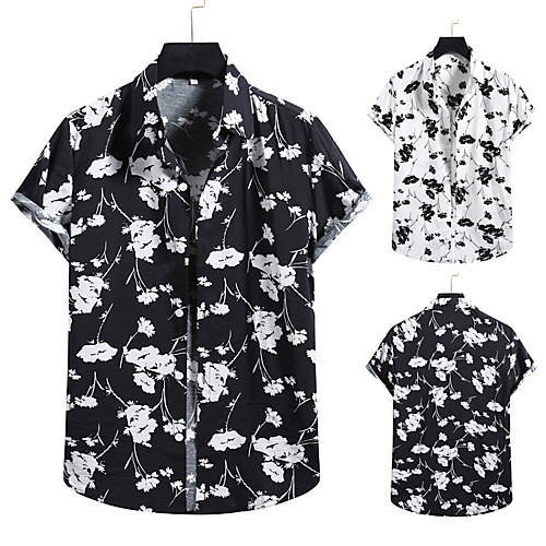 

Men's Shirt 3D Print Graphic Prints Print Short Sleeve Vacation Tops White Black