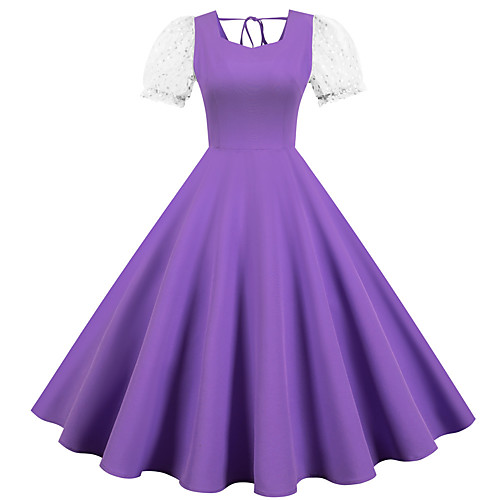 

Vintage Dress Women's Costume Black / Purple / Yellow Vintage Cosplay Daily Wear Date A-Line