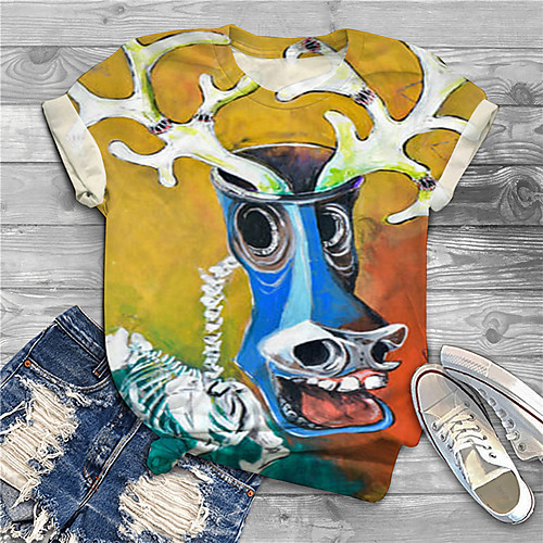 

Women's Plus Size Print Graphic Animal T shirt Large Size Round Neck Short Sleeve Tops Big Size