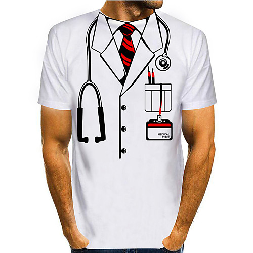 

Men's T shirt 3D Print Cartoon 3D Print Short Sleeve Daily Tops Casual Fashion White