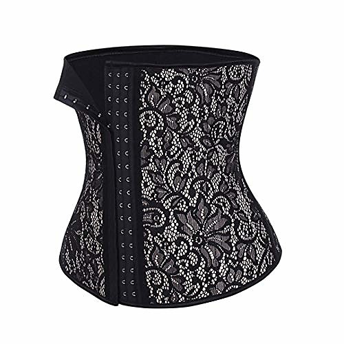 

100% Latex Waist Trainer 4 Steel Bone Slimming Shaper 3 Row Hooks Lace Weight Loss Waist Cincher Shapewear Black XXXL