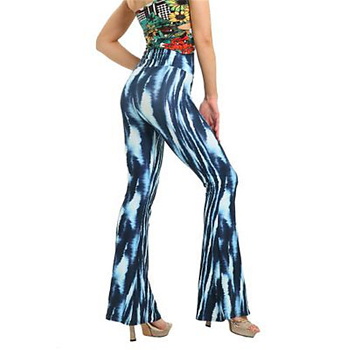 

Women's Vintage Sophisticated Comfort Party Going out Flare Pants Graphic Full Length White Blue Yellow Royal Blue Navy Blue