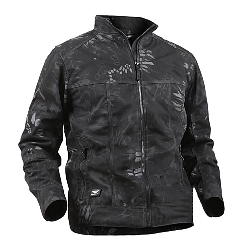 

Men's Hunting Jacket Outdoor Waterproof Windproof Wearproof Fall Spring Summer Solid Colored Camo Cotton Polyester Python Black Black Yellow