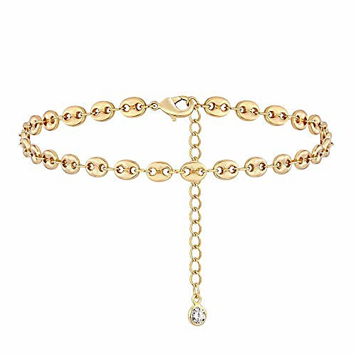 

Gold Pig Nose Anklets for Women 14K Gold Plated Dainty Boho Beach Foot Chain Adjustable Ankle Bracelet for Women