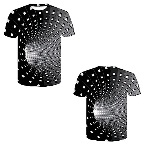 

Men's T shirt 3D Print 3D Rivet Mesh Short Sleeve Casual Tops Black / White