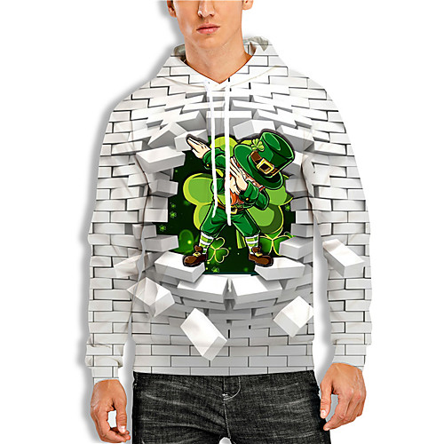 

Men's Pullover Hoodie Sweatshirt Graphic Prints Character Saint Patrick Day Print Daily Holiday 3D Print 3D Print Hoodies Sweatshirts White