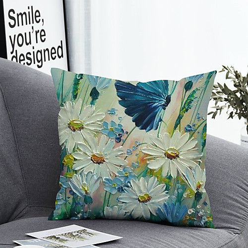 

1 pcs Polyester Pillow Cover Pillow Cover & Insert, Floral&Plants Simple Classic Square Zipper Polyester Traditional Classic