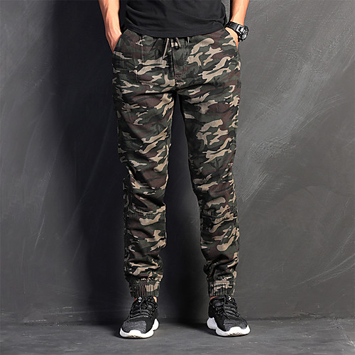 

Men's Hunting Pants Waterproof Ventilation Wearproof Fall Spring Camo / Camouflage Cotton for Camouflage Green S M L XL XXL