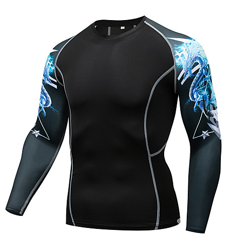 

Men's Long Sleeve Compression Shirt Tee Tshirt Top Athletic Athleisure Winter Moisture Wicking Quick Dry Breathable Gym Workout Running Active Training Jogging Exercise Sportswear Dragon Black