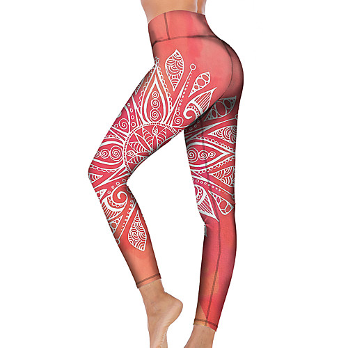 

21Grams Women's High Waist Yoga Pants Cropped Leggings Tummy Control Butt Lift Breathable Pink Fitness Gym Workout Running Winter Sports Activewear High Elasticity