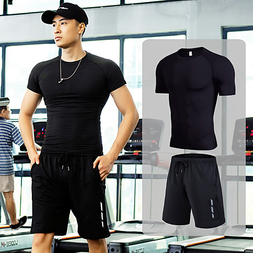 

Men's 2 Piece Activewear Set Running T-Shirt With Shorts Athletic Athleisure 2pcs Summer Short Sleeve Spandex Quick Dry Breathable Soft Fitness Gym Workout Running Active Training Exercise Sportswear