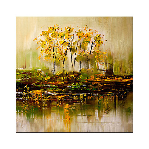

Oil Painting Hand Painted Square Landscape Floral / Botanical Modern Stretched Canvas
