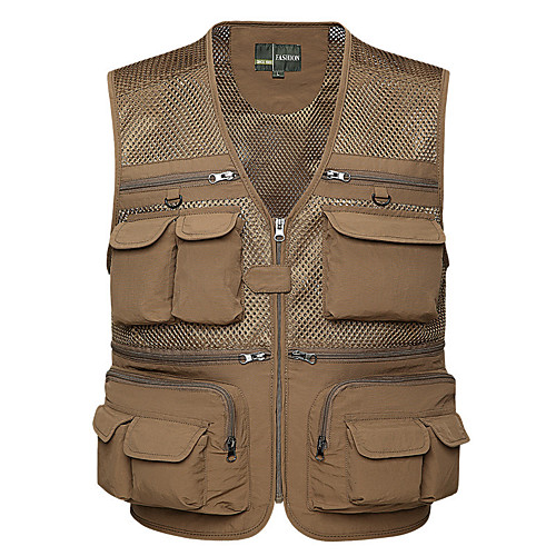 

Men's Hiking Vest / Gilet Fishing Vest Sleeveless Vest / Gilet Top Outdoor Lightweight Breathable Quick Dry Sweat wicking Summer Nylon Polyester Solid Color Light Yellow Yellow Army Green Fishing