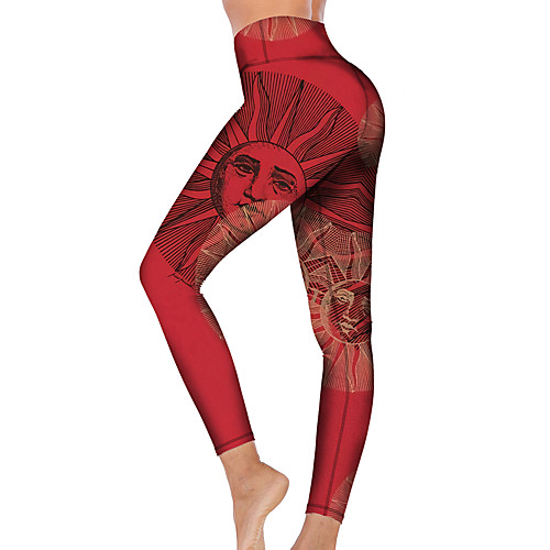 

21Grams Women's High Waist Yoga Pants Cropped Leggings Tummy Control Butt Lift Breathable Red Fitness Gym Workout Running Winter Sports Activewear High Elasticity