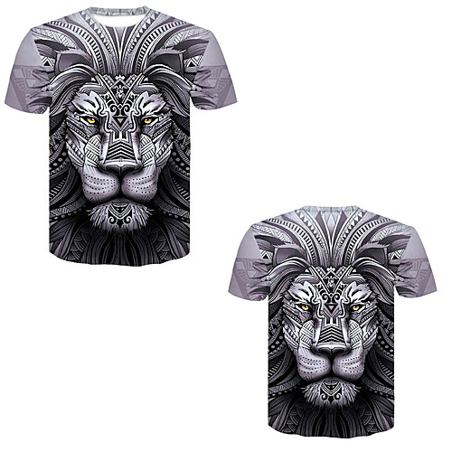 

Men's T shirt 3D Print 3D Rivet Mesh Short Sleeve Casual Tops Gray