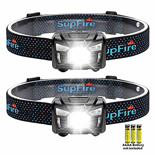 

headlamp hl06-a headlamp pack of 2 ultra-light super bright 350 lumen led headlamp with motion sensor and red light, from 3aaa batteries (batteries not included)