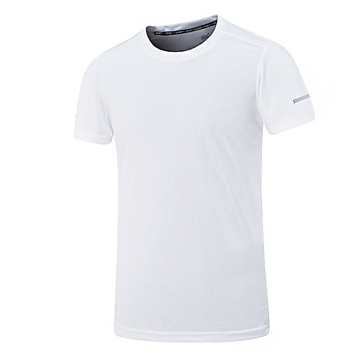 

Men's T shirt Hiking Tee shirt Short Sleeve Crew Neck Tee Tshirt Top Outdoor Lightweight Breathable Quick Dry Soft Summer Nylon Elastane Solid Color White Black Orange Fishing Climbing Running