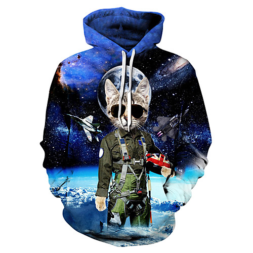 

Men's Pullover Hoodie Sweatshirt 3D Print 3D Print 3D Print Hoodies Sweatshirts White Blue Light Grey