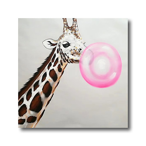 

Oil Painting Hand Painted Square Animals Pop Art Modern Stretched Canvas