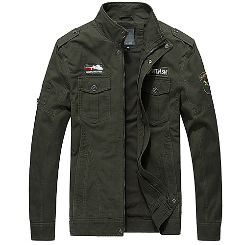 

Men's Bomber Jacket Military Tactical Jacket Outdoor Solid Color Lightweight Breathable Quick Dry Soft Jacket Top Cotton Full Length Visible Zipper Hunting Fishing Climbing Black Army Green Khaki