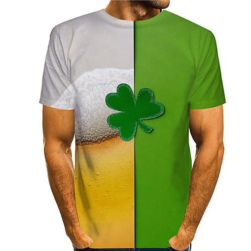 

Men's T shirt 3D Print Plants Graphic Prints Saint Patrick Day 3D Print Short Sleeve Daily Tops Casual Fashion Green