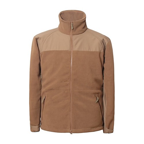 

Men's Hunting Fleece Jacket Outdoor Waterproof Windproof Fleece Lining Warm Fall Winter Solid Colored Polyester Black Khaki Green
