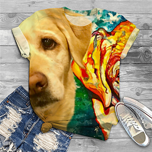 

Women's Plus Size Print Dog Graphic Animal T shirt Large Size Round Neck Short Sleeve Tops Big Size