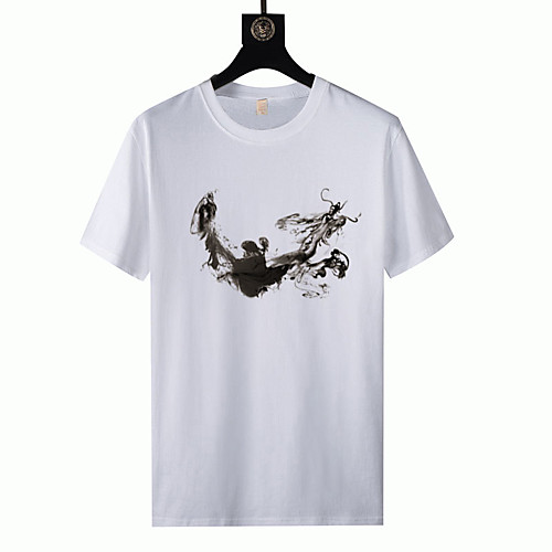 

Men's Unisex T shirt Other Prints Graphic Plus Size Short Sleeve Casual Tops 100% Cotton Basic White Blue Red