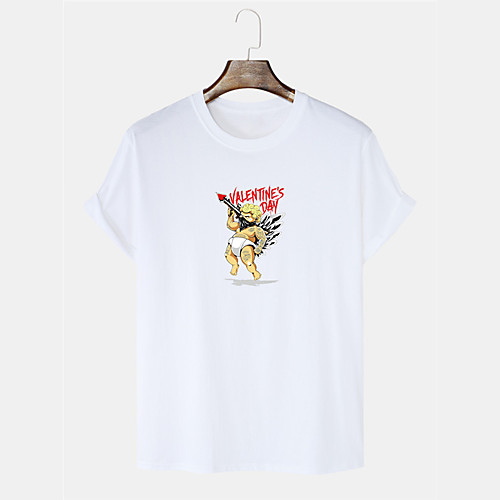 

Men's Unisex T shirt Hot Stamping Cartoon Graphic Prints Letter Plus Size Short Sleeve Casual Tops 100% Cotton Fashion White Black Blue