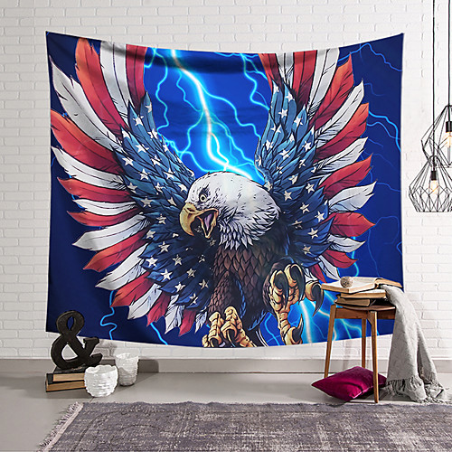 

Wall Tapestry Art Decor Blanket Curtain Hanging Home Bedroom Living Room Decoration Polyester Eagle American Flag Feathers