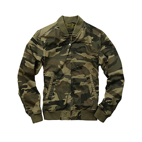 

Men's Hunting Jacket Outdoor Waterproof Windproof Wearproof Fall Spring Camo Cotton Grey Green Dark Blue