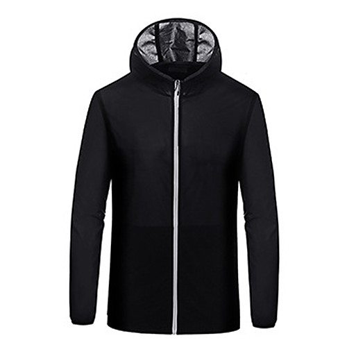 

Men's Waterproof Hiking Jacket Hiking Skin Jacket Hiking Windbreaker Outdoor Solid Color Packable Waterproof Lightweight UV Sun Protection Jacket Hoodie Top Elastane Full Length Visible Zipper