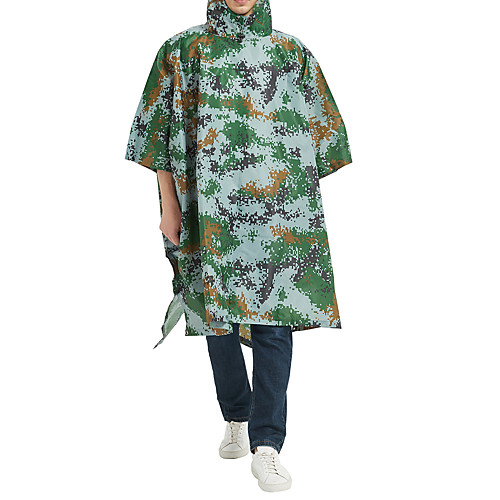 

Men's Rain Poncho Waterproof Hiking Jacket Rain Jacket Outdoor Camo Waterproof Portable Lightweight Breathable Raincoat Poncho Top Fishing Running Camping / Hiking / Caving Camouflage Green