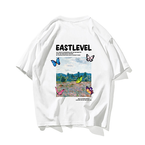 

Men's T shirt Hot Stamping Butterfly Animal Print Short Sleeve Daily Tops 100% Cotton Basic Casual White Black