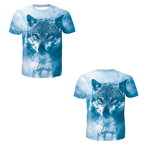 

Men's T shirt 3D Print 3D Rivet Mesh Short Sleeve Casual Tops Light Blue
