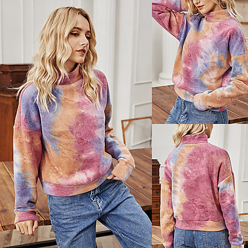 

Women's Sweatshirt Sweater Pullover Tie Dye Crew Neck Sport Athleisure Sweatshirt Top Long Sleeve Breathable Soft Comfortable Everyday Use Casual Daily Outdoor