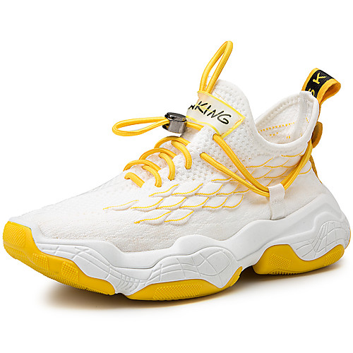 

Men's Trainers Athletic Shoes Sporty Athletic Running Shoes Elastic Fabric Tissage Volant Non-slipping Black / Red Black / Yellow White / Yellow Color Block Spring Summer