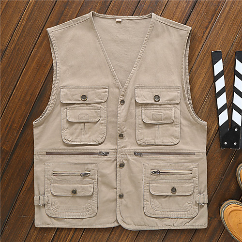 

Men's Hiking Vest / Gilet Fishing Vest Sleeveless Vest / Gilet Top Outdoor Lightweight Breathable Quick Dry Sweat wicking Summer Cotton Solid Color Yellow Army Green Khaki Fishing Climbing Running