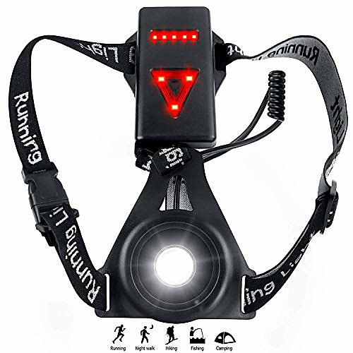 

sports running lights, usb rechargeable, waterproof lightweight, running lights for running jogging fishing camping cycling (black)