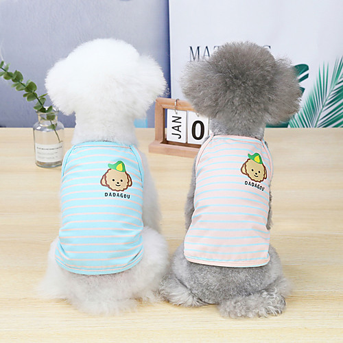 

Dog Cat Shirt / T-Shirt Vest Stripes Basic Adorable Cute Dailywear Casual / Daily Dog Clothes Puppy Clothes Dog Outfits Breathable 21 short striped sling-blue 21 short striped sling-green 21 short