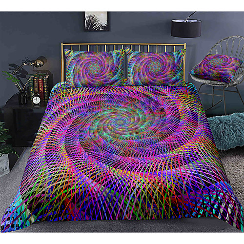 

3D Vortex 3-Piece Duvet Cover Set Hotel Bedding Sets Comforter Cover with Soft Lightweight Microfiber, Include 1 Duvet Cover, 2 Pillowcases for Double/Queen/King(1 Pillowcase for Twin/Single)