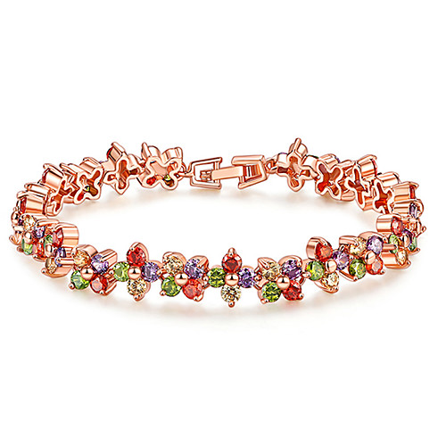 

Women's Clear Cubic Zirconia Bracelet Geometrical Heart Stylish Simple Copper Bracelet Jewelry Rose Gold For Daily Promise
