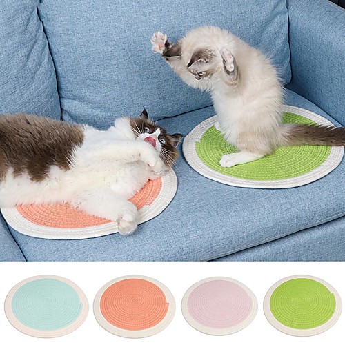 

Cat Scratcher Mat Cat Scratching Carpet Pad Color Block Donuts Relieves Stress Washable For Indoor Use Cotton for Large Medium Small Dogs and Cats