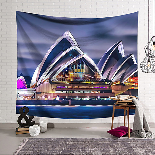 

Wall Tapestry Art Decor Blanket Curtain Hanging Home Bedroom Living Room Decoration Polyester Sydney Theater at Night