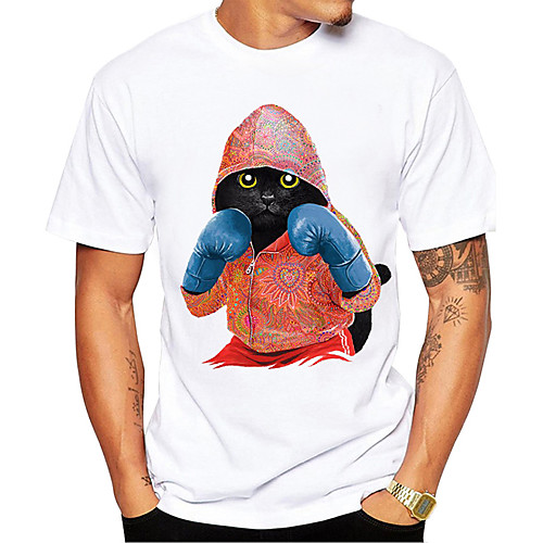 

Men's Unisex T shirt Hot Stamping Animal Plus Size Print Short Sleeve Daily Tops 100% Cotton Basic Casual White