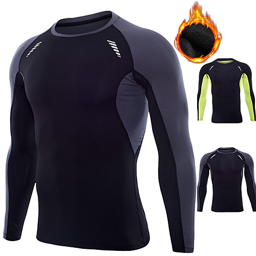 

Men's Long Sleeve Compression Shirt Running Base Layer Base Layer Base Layer Top Top Athletic Athleisure Winter Fleece Thermal Warm Breathable Soft Fitness Gym Workout Running Active Training Exercise