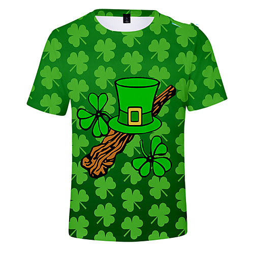 

Men's T shirt 3D Print Floral Graphic Prints Saint Patrick Day 3D Print Short Sleeve Casual Tops Fashion Classic A B C